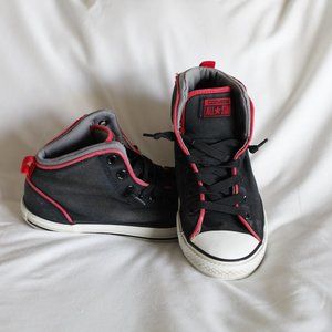 Converse Black Red High Tops Shoes Jr 6 / Wom 7.5